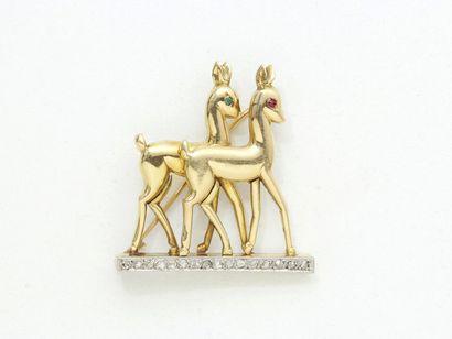 Broche en or 750 et platine 850 millièmes,...