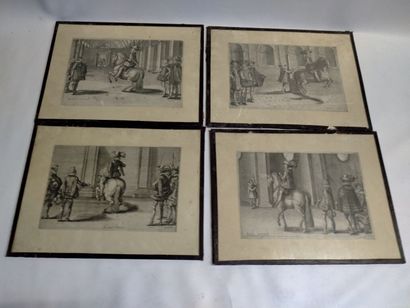 Ensemble de 4 gravures sur le dressage au...