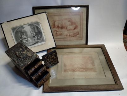 Ensemble de 3 gravures religieuses et pastorales...