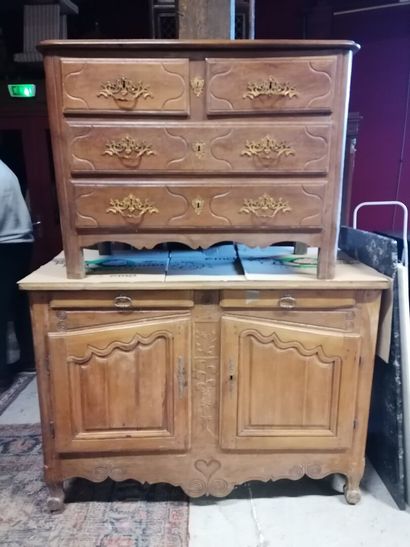 Bahut bas rustique en bois 2 portes et 2...