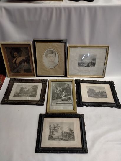 Ensemble de 7 gravures diverses XIXe