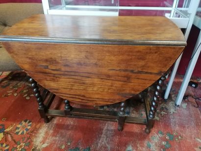 Table gateleg pieds torsadés bois naturel...
