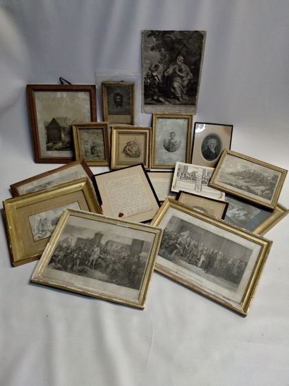 Té
Ensemble de 17 gravures XIX portraits,...