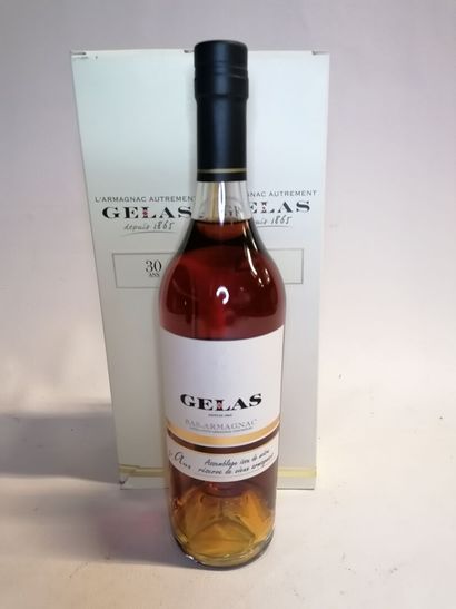 
ARMAGNAC, 2 bottles. GELAS, 70cl 30 years...