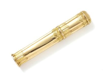 Wax case in gold 750 thousandths with oval...