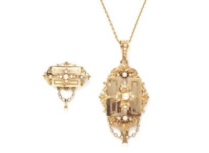 Set in gold 750 thousandths, consisting of...