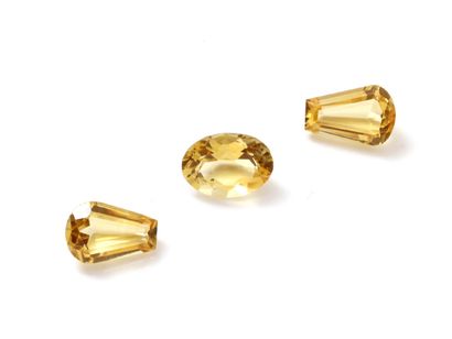 Lot composed of 3 citrines on paper, one...