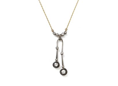Necklace neglected in gold 585 and silver...