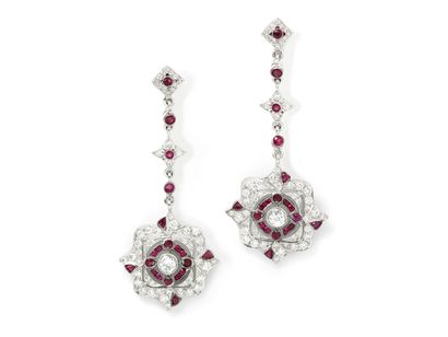 Pair of earrings in white gold 750 thousandths,...
