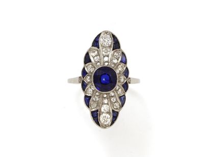 Bague marquise en platine 850 millième, à...