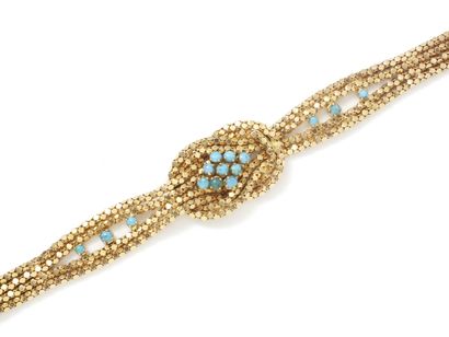 Flexible gold bracelet 750 thousandths, decorated...