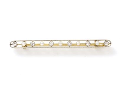 Brooch barrette in gold 750 and platinum...
