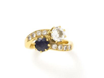 Ring you and me in gold 750 thousandths decorated...