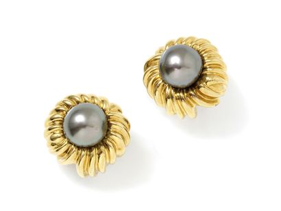 Paire de clips d'oreilles en or 750 millièmes,...