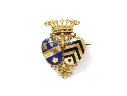 Delicate brooch in gold 750 thousandths and...