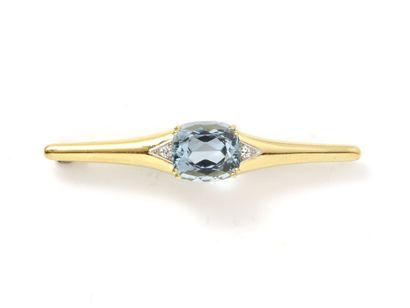 Brooch barrette in gold 750 thousandths,...