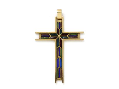Pendant in gold 750 thousandths, holding...