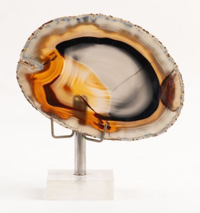 Thin slice of polished agate from Uruguay....