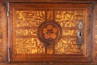 Large Alsatian double cabinet, in marquèterie,...