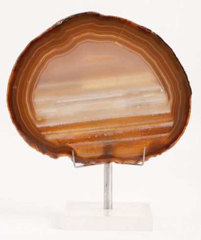 A naturally colored slice of Uruguayan agate,...