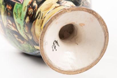 a suite of two vases in the Majolica style,...