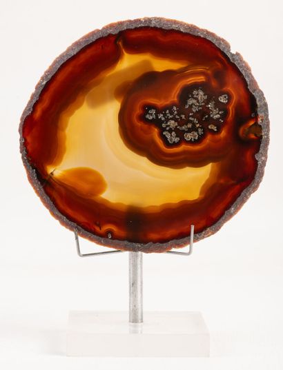 Polished agate slice with natural colors....