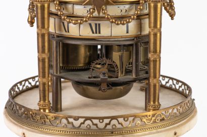 Portico clock, in alabaster and chased and...