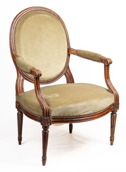 Louis XVI period medallion armchair with...