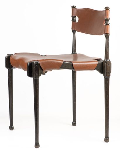 Otto Frei (1925-2015) Wood and leather chair,...