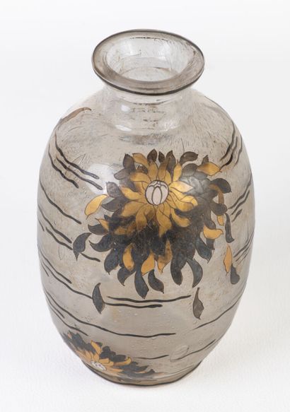 Multi-layered gilded glass vase by Delvaux....
