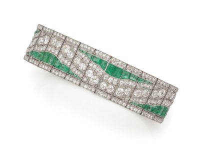 Superb ribbon bracelet in platinum 850 thousandths,...