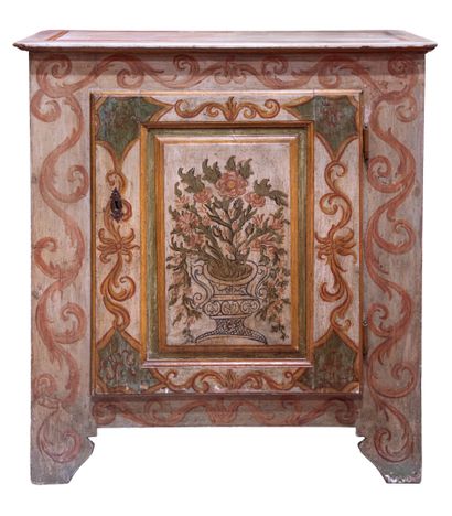 High cabinet, painted, decorated with an...