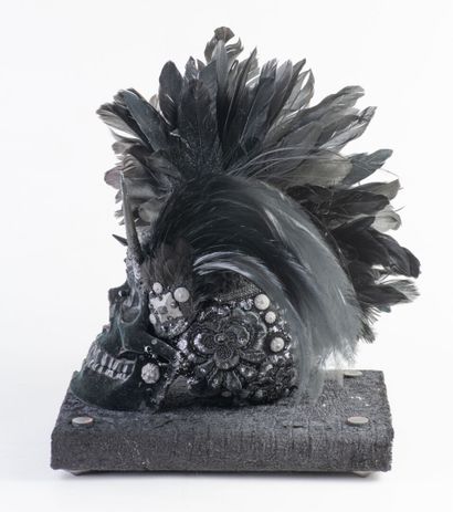 Contemporary artist. Vanity sheathed in velvet,...