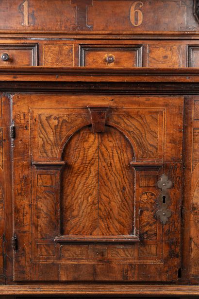 Large Alsatian double cabinet, in marquèterie,...