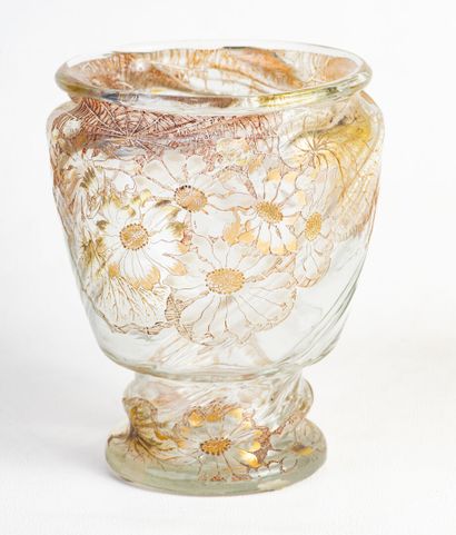 Emile Gallé (1846-1904) Colorless glass vase,...