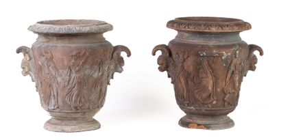 Pair of terracotta vases, decorated in the...