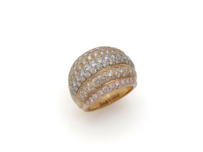 Elegant 3-gold 750 thousandths godronné band...
