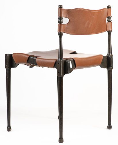Otto Frei (1925-2015) Wood and leather chair,...