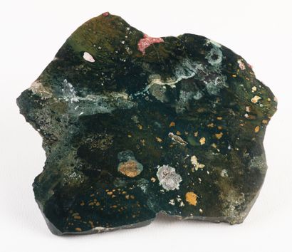 One-sided polished slice of Green Ocean Jasper...