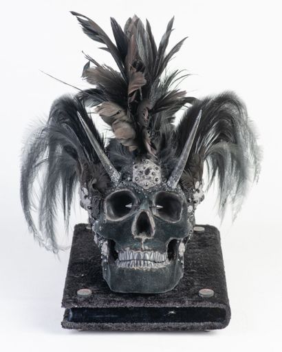 Contemporary artist. Vanity sheathed in velvet,...