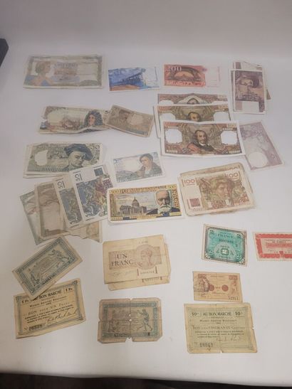 Lot de billets ancien français en divers...