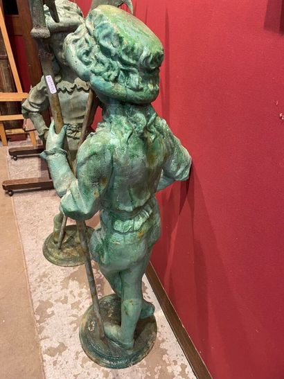 Suite of two young guards with halberd, painted...