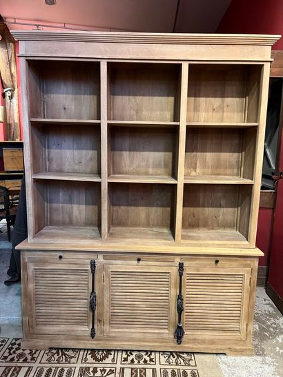 Wooden bookcase opening on 3 doors and 3...