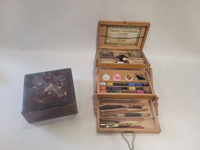 Lot de boites à couleurs dans son coffret...