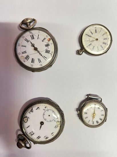 3 montres de gousset en argent, en l'état,...