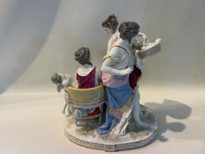 SANSOM Un groupe de nymphes et enfants ailés,...