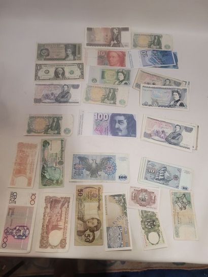 Lot de billets étranger suisse, Espagne,...
