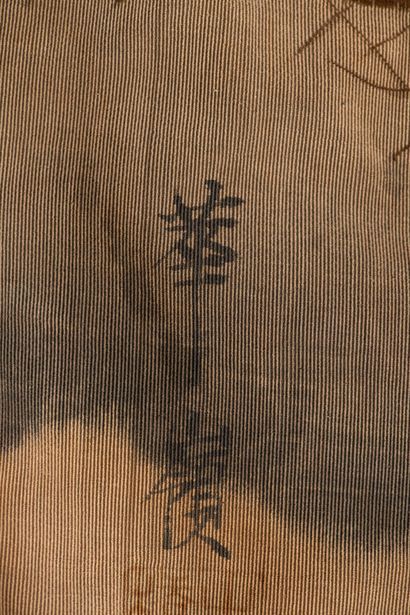 Woven and painted silk velvet wall hanging,...