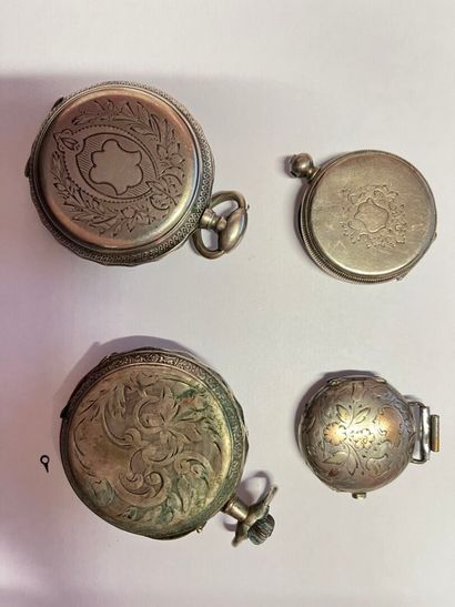3 montres de gousset en argent, en l'état,...