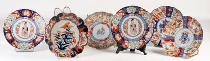 Lot de 6 assiettes en porcelaine Imari à...